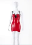 Simone Cup Latex Mini Dress With Bow