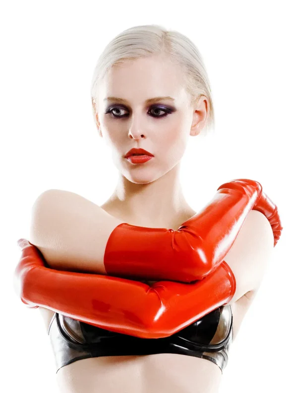 Long latex opera gloves