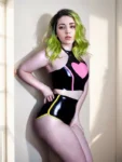 Gamer heart neon latex bikini