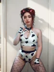 Cow print latex Keyhole bra& bikini Set