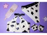 Cow print latex Keyhole bra& bikini Set