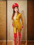 Catsuit combination latex rubber Metalic IVY