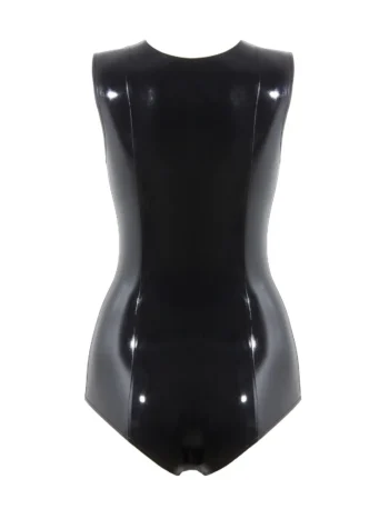 Sleeveless V-neck latex bodysuit