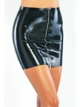 Latex mini skirt with metallic front zipper