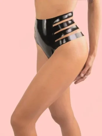 Latex High Waist Strap Detail Briefs