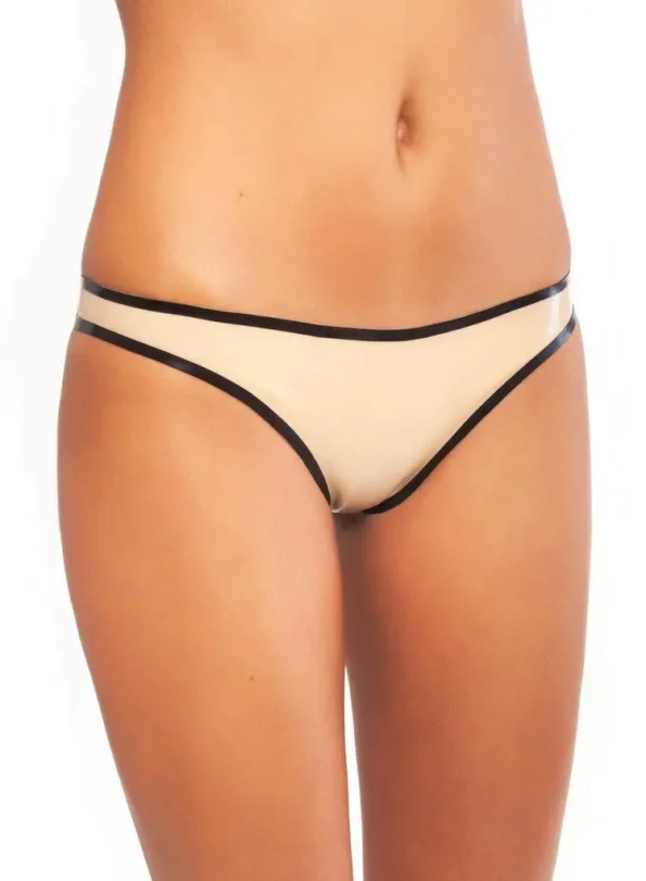 Latex thong panties with contrasting trim