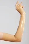 Long gloves made of molded latex in natural translucent color