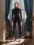 LATEX CATSUIT WITH A FULL LENGTH THREE SLIDERS ZIPPER