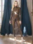 LATEX CATSUIT WITH CUTOUTS FOR BREAST AND CROTCH AREA