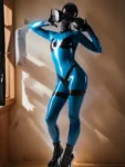 Blue Transparent Latex Catsuit