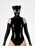 Latex Hood with Pigtails and Contrast Trim