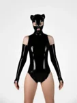 Latex cat mask with opened mouth