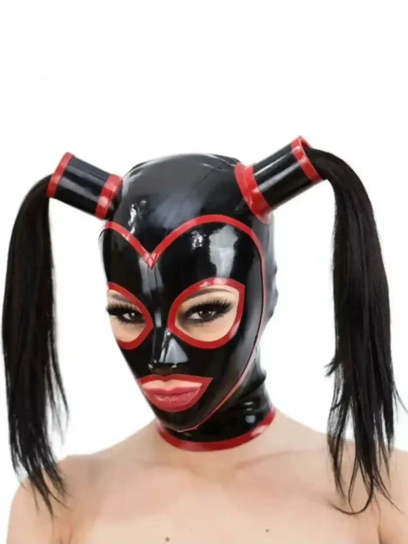 Latex Hood with Pigtails and Contrast Trim