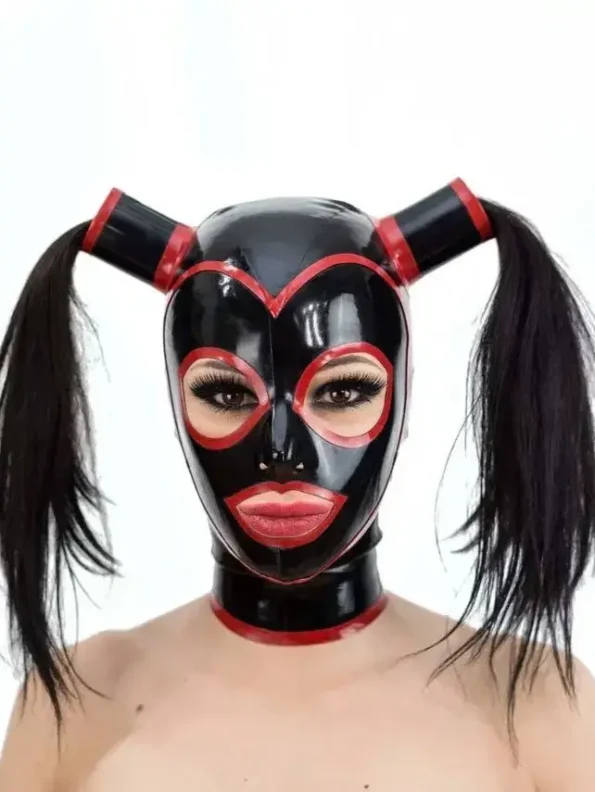 Latex Hood with Pigtails and Contrast Trim