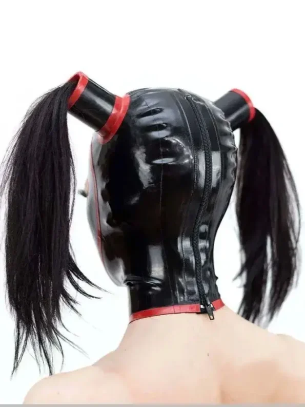 Latex Hood with Pigtails and Contrast Trim