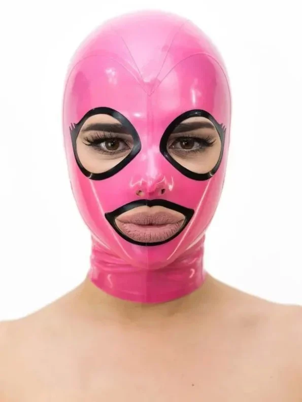 Latex Hood with Eyelashes contrast trim