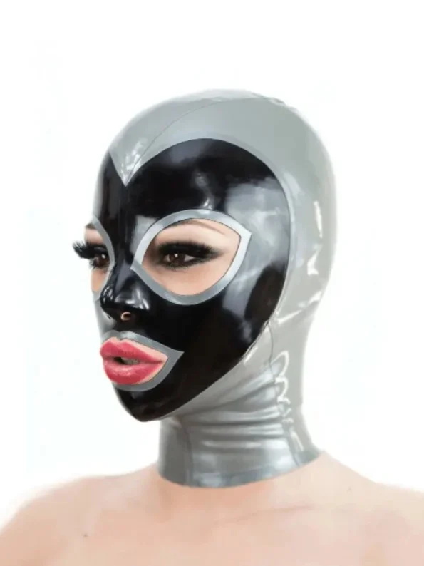 Latex Hood 2-color with contrast trim and zipper