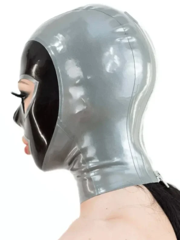 Latex Hood 2-color with contrast trim and zipper