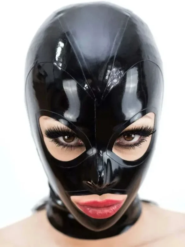 Latex Hood with Trim Eyes single color with zipper