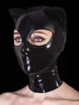 Latex mask with back zipper and contrasting eyes and mouth