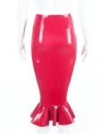 Latex Pencil Skirt With Ruffle