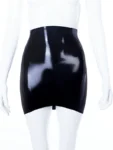 Latex mini skirt with metallic front zipper