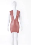 V Cleavage Latex Mini Dress