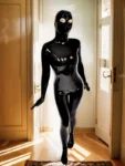 Black Combination Catsuit Latex Integral Full Cover Rubber