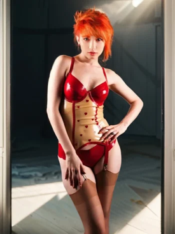 Latex floral lingerie