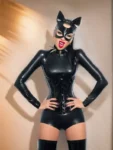 Latex Catsuit with High Neck and Buckle-Up Front