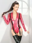 beautiful tailored long-sleeved V-neck leotard