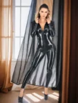 Black Latex Catsuit with in-built Socks