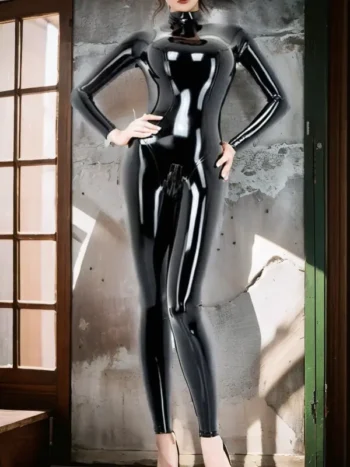 Latex Catsuit BDSM Cosplay Fetish Zip Back And Crotch