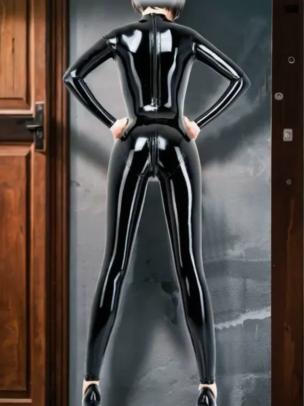 Latex Catsuit BDSM Cosplay Fetish Zip Back And Crotch