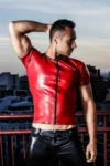 Polo Neck Long Sleeve Latex Shirt