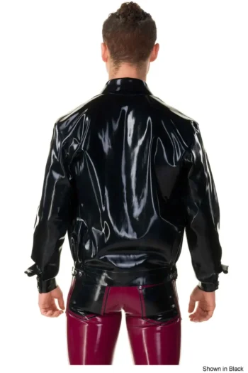 Mens Latex Bomber Press Stud Front Jacket