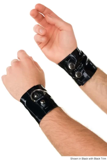 Men's Latex Wrist Cuffs With D-rings