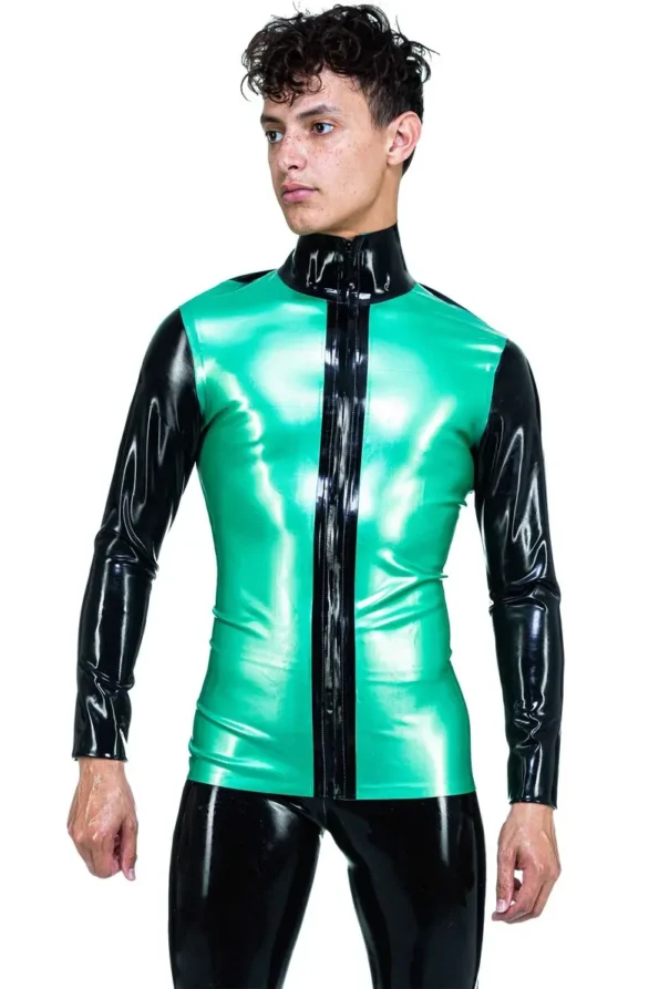 Latex Long-Sleeved High Neck Style Top