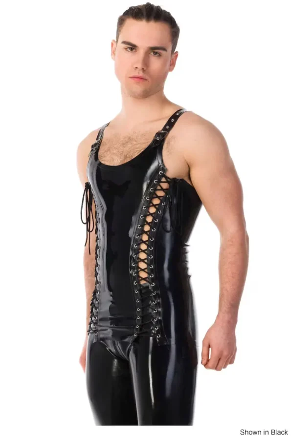 Latex Men's Lace-Up Muscle Vest