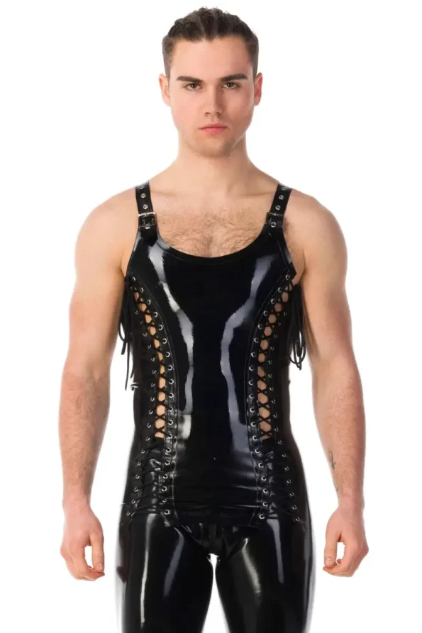 Latex Men's Lace-Up Muscle Vest