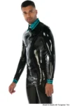 Latex Mens Front Full Zip Polo Top