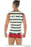 Striped Latex Vest with Front Zipper