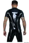 Latex Men's Long Sleeves Latex Back Zip Top