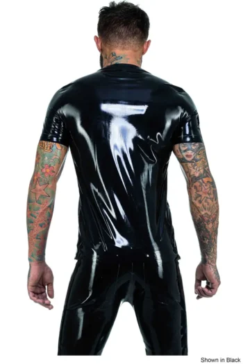 Mens Latex T-Shirt with Bold Lip Print