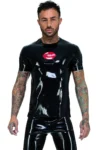 Mens Latex T-Shirt with Bold Lip Print