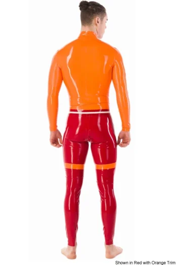 Latex Mens Athletic-Striped Leggings