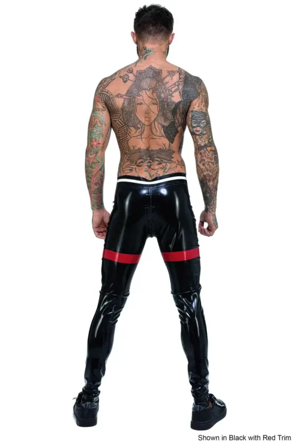 Latex Mens Athletic-Striped Leggings