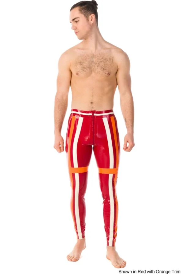 Latex Mens Athletic-Striped Leggings