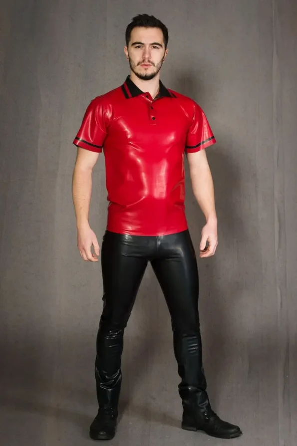 Latex Contrast Color Polo Shirt