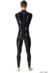 latex mitts zips high neck catsuit